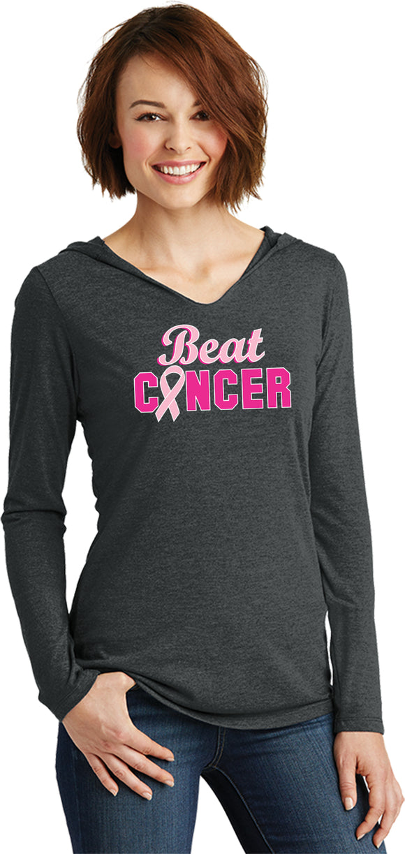 Ladies Breast Cancer T-shirt Beat Cancer Tri Blend Hoodie - Yoga Clothing for You