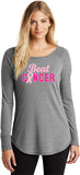 Ladies Breast Cancer Tee Beat Cancer Ladies TriBlend Long Sleeve - Yoga Clothing for You