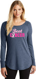 Ladies Breast Cancer Tee Beat Cancer Ladies TriBlend Long Sleeve - Yoga Clothing for You