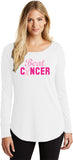 Ladies Breast Cancer Tee Beat Cancer Ladies TriBlend Long Sleeve - Yoga Clothing for You