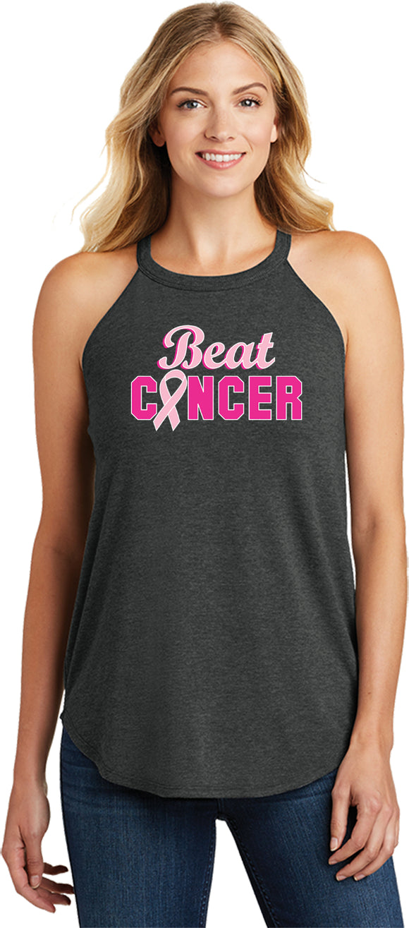 Ladies Breast Cancer Tank Top Beat Cancer Tri Rocker Tanktop - Yoga Clothing for You