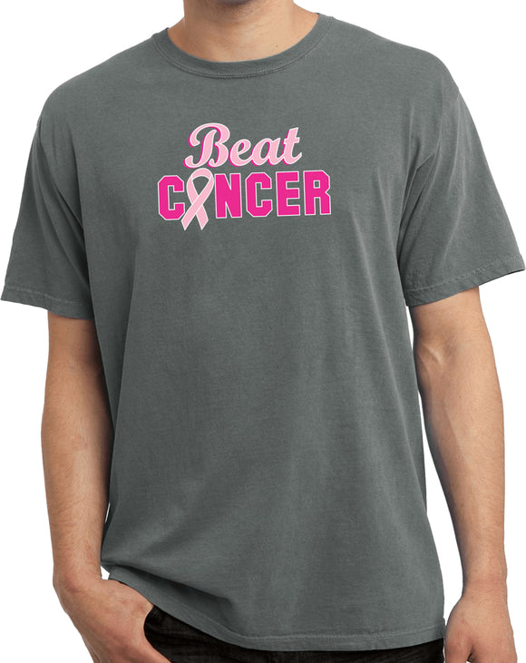 Breast Cancer T-shirt Beat Cancer Pigment Dyed Tee - Yoga Clothing for You