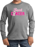 Kids Breast Cancer T-shirt Beat Cancer Youth Long Sleeve - Yoga Clothing for You