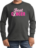 Kids Breast Cancer T-shirt Beat Cancer Youth Long Sleeve - Yoga Clothing for You