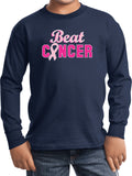Kids Breast Cancer T-shirt Beat Cancer Youth Long Sleeve - Yoga Clothing for You