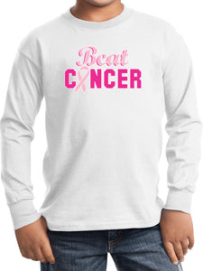 Kids Breast Cancer T-shirt Beat Cancer Youth Long Sleeve - Yoga Clothing for You
