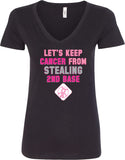 Ladies Breast Cancer T-shirt Second Base V-Neck - Yoga Clothing for You