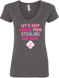 Ladies Breast Cancer T-shirt Second Base V-Neck - Yoga Clothing for You