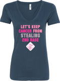 Ladies Breast Cancer T-shirt Second Base V-Neck - Yoga Clothing for You