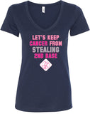 Ladies Breast Cancer T-shirt Second Base V-Neck - Yoga Clothing for You