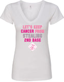 Ladies Breast Cancer T-shirt Second Base V-Neck - Yoga Clothing for You