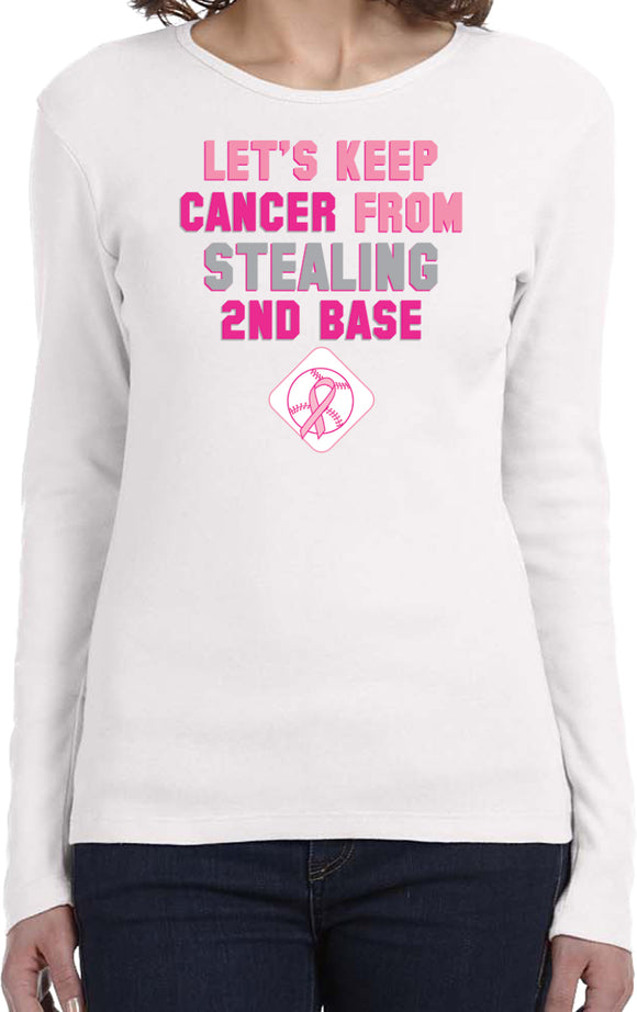Ladies Breast Cancer T-shirt Second Base Long Sleeve - Yoga Clothing for You
