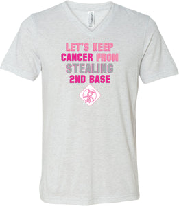 Breast Cancer T-shirt Second Base Tri Blend V-Neck - Yoga Clothing for You