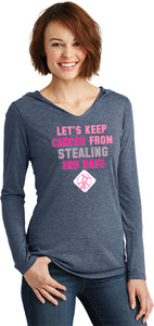 Ladies Breast Cancer T-shirt Second Base Tri Blend Hoodie - Yoga Clothing for You