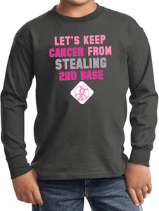 Kids Breast Cancer T-shirt Second Base Youth Long Sleeve - Yoga Clothing for You
