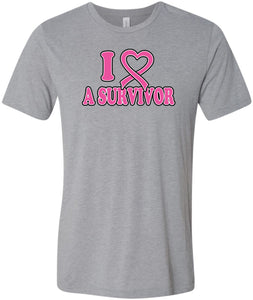 Breast Cancer T-shirt I Heart a Survivor Tri Blend Tee - Yoga Clothing for You