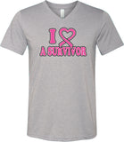 Breast Cancer T-shirt I Heart a Survivor Tri Blend V-Neck - Yoga Clothing for You