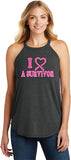 Ladies Breast Cancer Tank Top I Heart a Survivor Tri Rocker Tank - Yoga Clothing for You