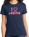 Ladies Breast Cancer T-shirt I Heart a Survivor Tee - Yoga Clothing for You