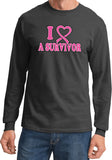 Breast Cancer T-shirt I Heart a Survivor Long Sleeve - Yoga Clothing for You