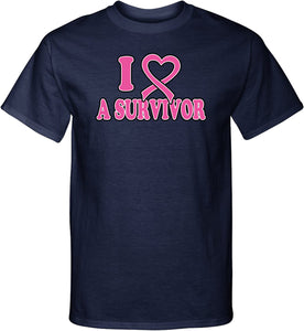 Breast Cancer T-shirt I Heart a Survivor Tall Tee - Yoga Clothing for You