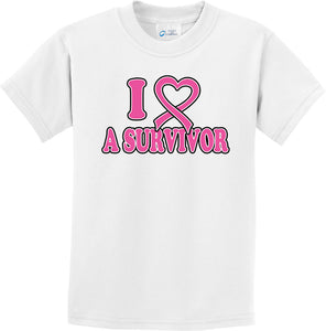 Kids Breast Cancer T-shirt I Heart a Survivor Youth Tee - Yoga Clothing for You