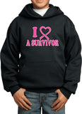 Kids Breast Cancer Hoodie I Heart a Survivor - Yoga Clothing for You