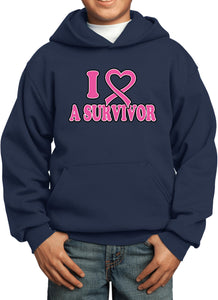 Kids Breast Cancer Hoodie I Heart a Survivor - Yoga Clothing for You