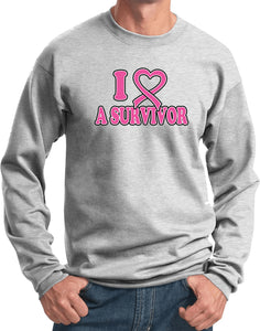 Breast Cancer Sweatshirt I Heart a Survivor - Yoga Clothing for You