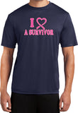 Breast Cancer T-shirt I Heart a Survivor Moisture Wicking Tee - Yoga Clothing for You