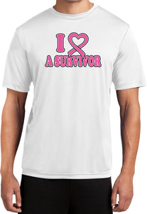 Breast Cancer T-shirt I Heart a Survivor Moisture Wicking Tee - Yoga Clothing for You