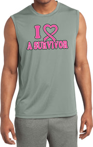 Breast Cancer Shirt I Heart a Survivor Sleeveless Competitor Tee - Yoga Clothing for You