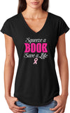 Ladies Breast Cancer T-shirt Save a Life Triblend V-Neck - Yoga Clothing for You