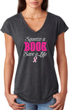 Ladies Breast Cancer T-shirt Save a Life Triblend V-Neck - Yoga Clothing for You