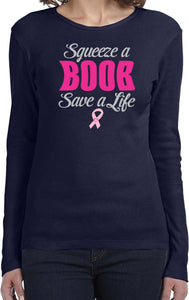 Ladies Breast Cancer T-shirt Save a Life Long Sleeve - Yoga Clothing for You