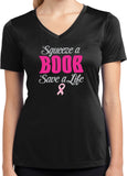 Ladies Breast Cancer T-shirt Save a Life Moisture Wicking V-Neck - Yoga Clothing for You