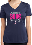 Ladies Breast Cancer T-shirt Save a Life Moisture Wicking V-Neck - Yoga Clothing for You