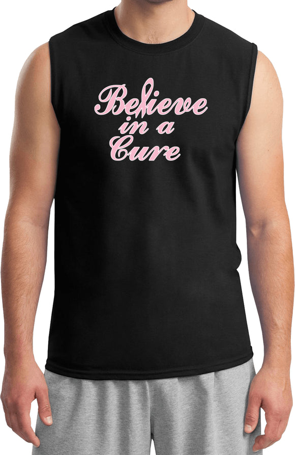 Breast Cancer T-shirt Believe in a Cure Muscle Tee - Yoga Clothing for You