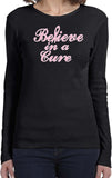 Ladies Breast Cancer T-shirt Believe in a Cure Long Sleeve - Yoga Clothing for You