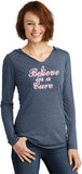 Ladies Breast Cancer T-shirt Believe in a Cure Tri Blend Hoodie - Yoga Clothing for You