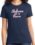 Ladies Breast Cancer T-shirt Believe in a Cure Tee - Yoga Clothing for You