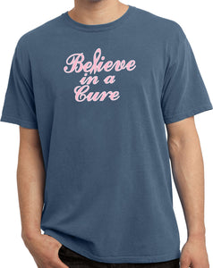 Breast Cancer T-shirt Believe in a Cure Pigment Dyed Tee - Yoga Clothing for You