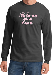 Breast Cancer T-shirt Believe in a Cure Long Sleeve - Yoga Clothing for You