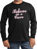 Kids Breast Cancer T-shirt Believe in a Cure Youth Long Sleeve - Yoga Clothing for You