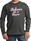 Kids Breast Cancer T-shirt Believe in a Cure Youth Long Sleeve - Yoga Clothing for You