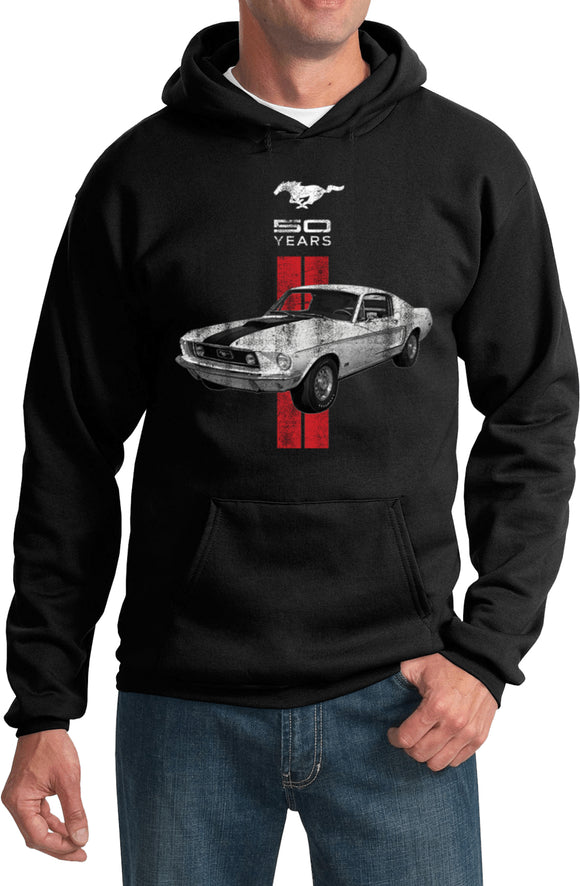 Ford Mustang Hoodie Red Stripe 50 Years - Yoga Clothing for You