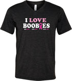 Breast Cancer Awareness I Love Boobies Tri Blend V-neck Shirt - Yoga Clothing for You
