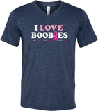 Breast Cancer Awareness I Love Boobies Tri Blend V-neck Shirt - Yoga Clothing for You