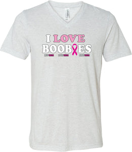 Breast Cancer Awareness I Love Boobies Tri Blend V-neck Shirt - Yoga Clothing for You