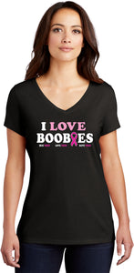 Breast Cancer Awareness I Love Boobies Womens Tri Blend V-neck T-Shirt - Yoga Clothing for You